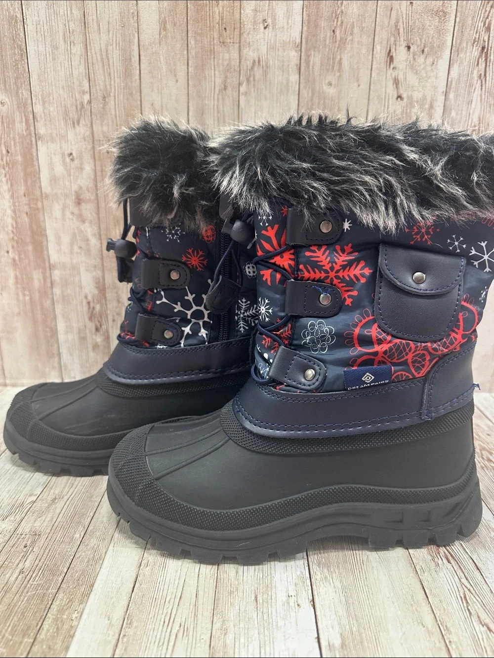 Kids Navy Snow Boots size 1 Dreampairs